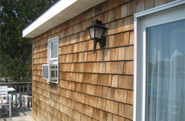 Cedar shingle siding after a low-pressure wash by Dave Spiller Power Washing